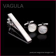 VAGULA New Shell Tie Pin Mother of Pearl Tie Bar Silver Tie Clip Set (T62282)